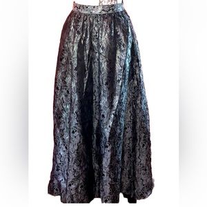 🌚Vintage Metallic Jacquard Black and Silver Ballgown Skirt